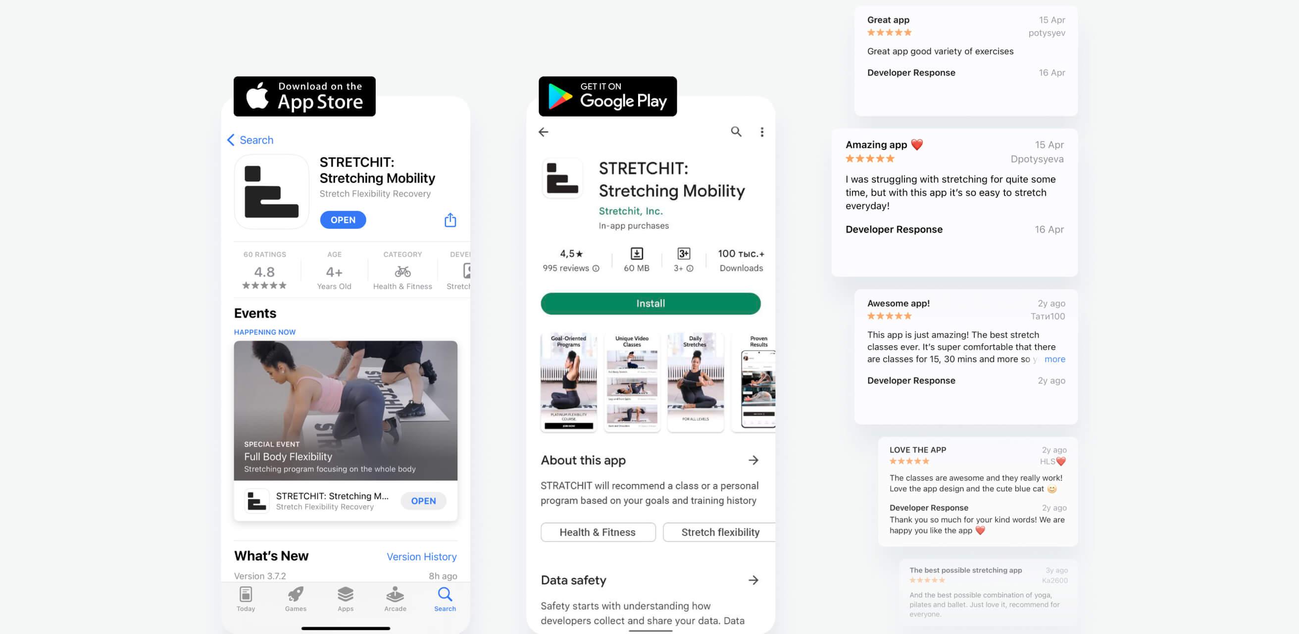 StretchIt App with reviews